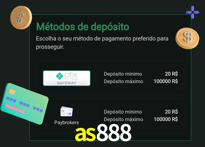 O cassino as888 oferece uma grande variedade de métodos de pagamento